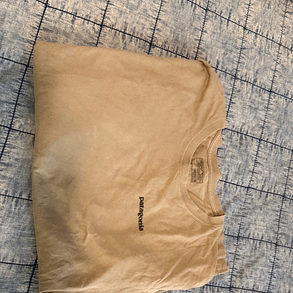 Patagonia Beige Logo Crewneck long sleeve tee